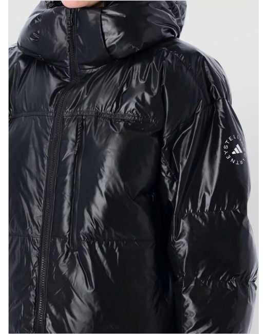 Adidas By Stella McCartney Black Short Puffer Jacket Hooded Design