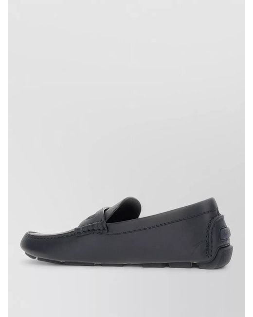 Gucci Gray Leather Driver Loafers Round Toe Rubber Sole for men