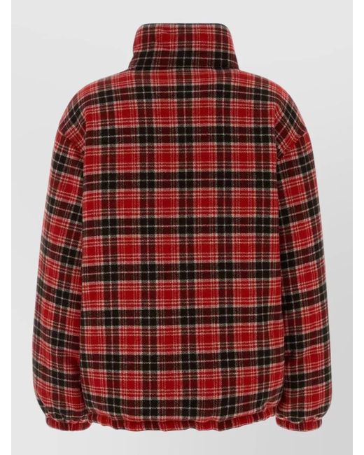 Miu Miu Reversible Wool Down Jacket Embroidered Plaid