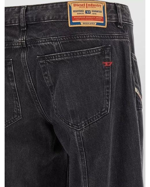 DIESEL Black Denim Wide-Leg Trousers