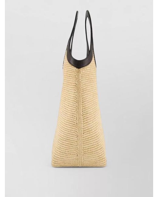Courreges Natural Summer Raphia Tote Bag Leather Handles
