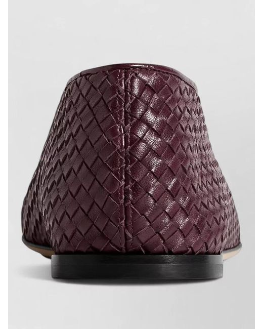 Bottega Veneta Brown Braided Leather Loafers Almond Toe Trim