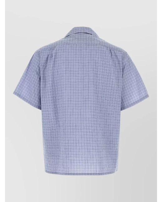 Maison Margiela Blue Short Sleeve Shirt Checked Pattern for men