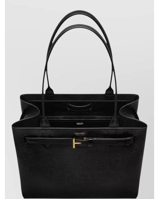 Tom Ford Black Audrey Medium Leather Tote Bag