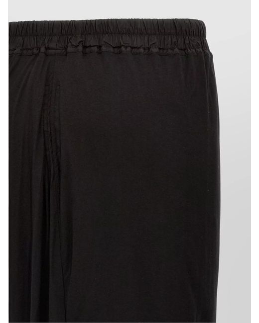 Rick Owens Black Cotton Midi Straight Skirt
