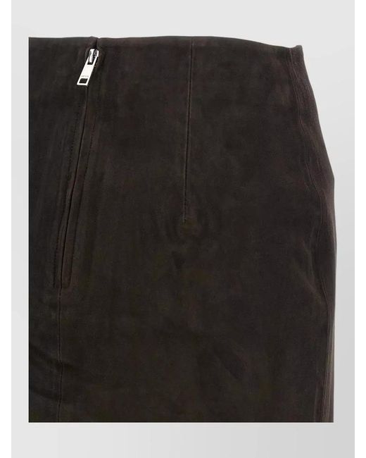ROTATE BIRGER CHRISTENSEN Black High Waist Skirt Suede Texture Pockets