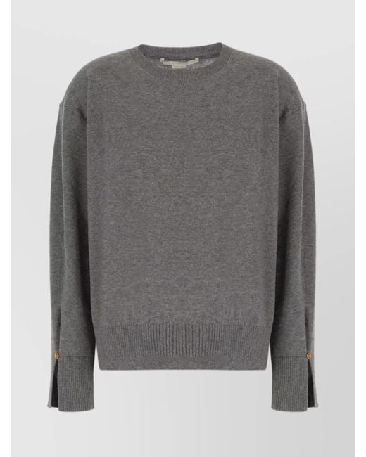 Stella McCartney Gray Virgin Wool Ribbed Crew-Neck Loose-Fit Jumper