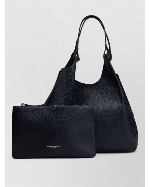Gianni Chiarini Black Tote Shoulder Bag And Matching Pouch