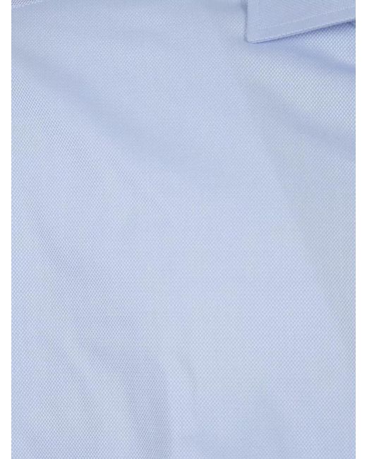 Barba Napoli Blue Long Sleeve Shirt Featuring Structured Neck for men