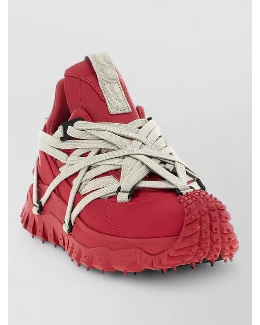 Rick Owens Red Leather High-Top Sneakers