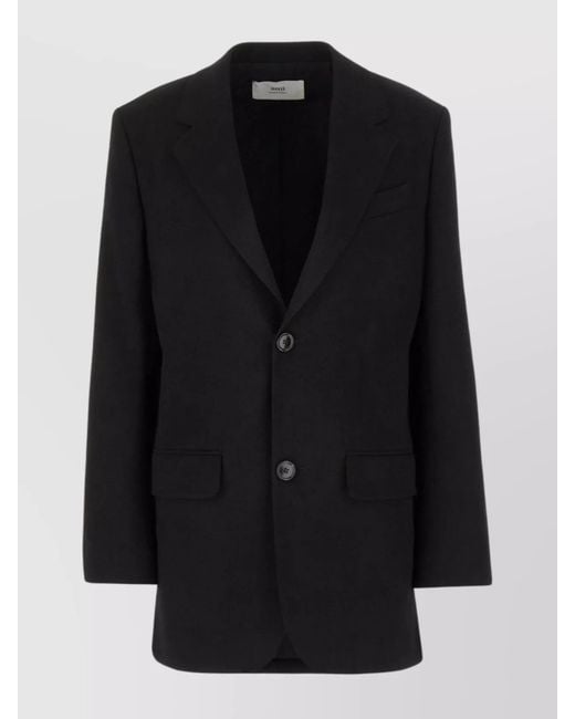 AMI Black Virgin Wool Single-Breasted Blazer