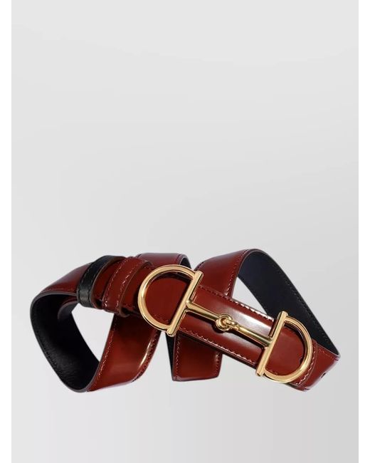 Gucci White Leather Reversible Belt With Horsebit Buckle