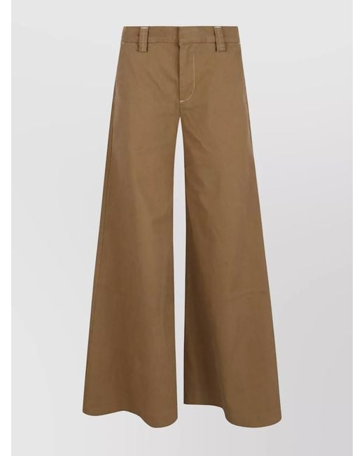 7 For All Mankind Natural Cotton Mid-Rise Wide-Leg Trousers