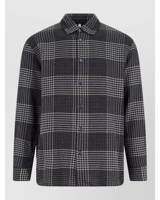 sunflower Gray Casual Shirt Checked Pattern Long Sleeves for men