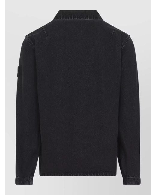 Stone Island Blue Denim Shirt Jacket for men