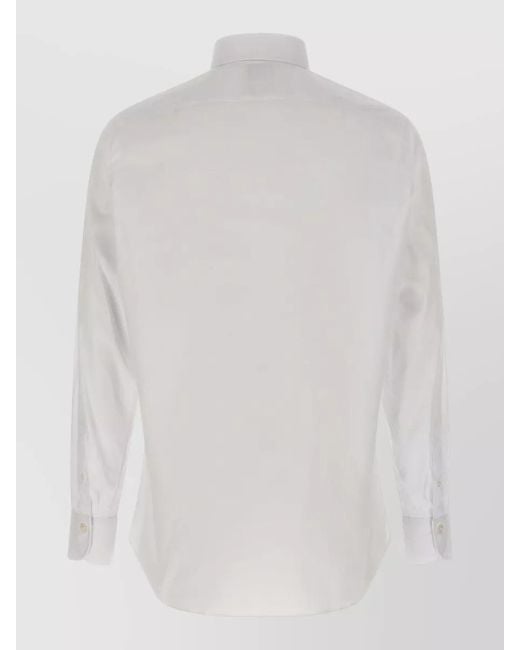 Finamore 1925 White Napoli Shirt Button Down Collar Cuffs for men