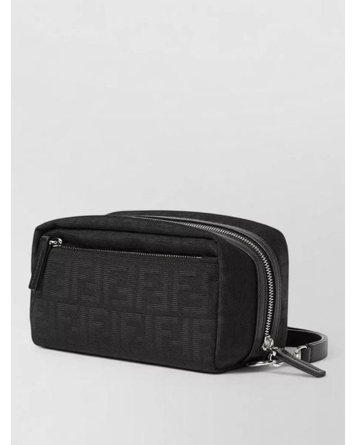 Fendi Black Small Ff Clutch Bag Adjustable Strap for men