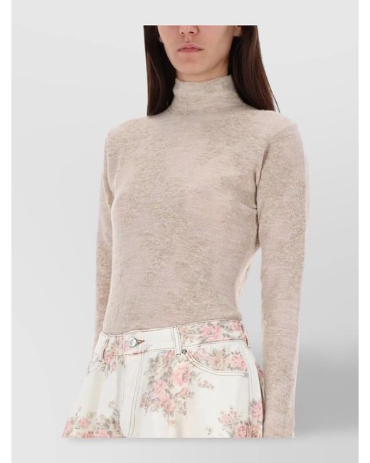 Ganni Natural Alpaca Slim-Fit Knitted Top