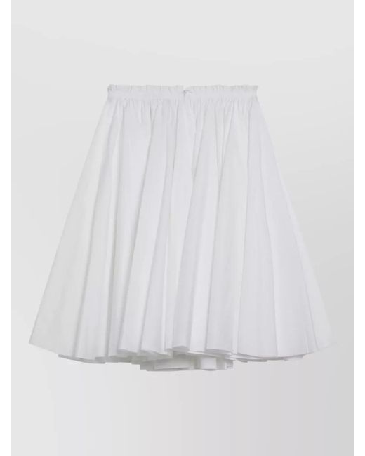 AMI White Cotton Skirt Full Silhouette Pleated Design