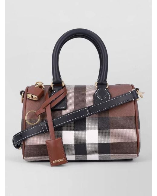 Burberry Black Mini Check Padlock Tote Bag