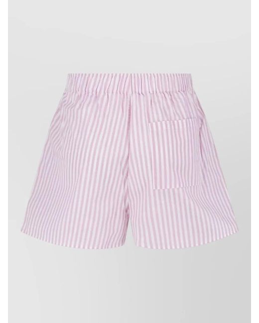 Mc2 Saint Barth Pink Straight Shorts Striped Button Detail Back Pocket