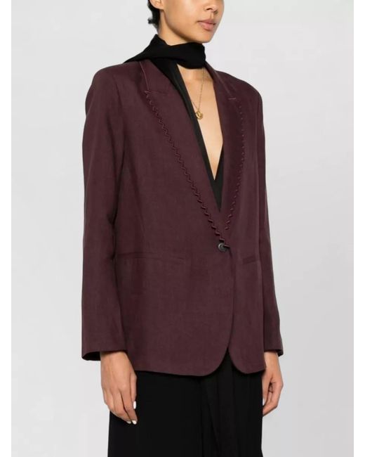 Forte_forte Purple Linen Single Breasted Jacket Long Sleeves