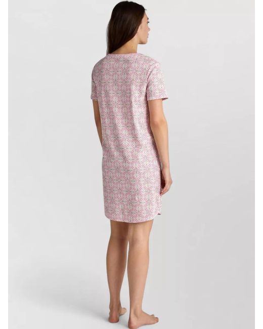 Calida Pink Night Shirt Keyhole Detail Knee Length