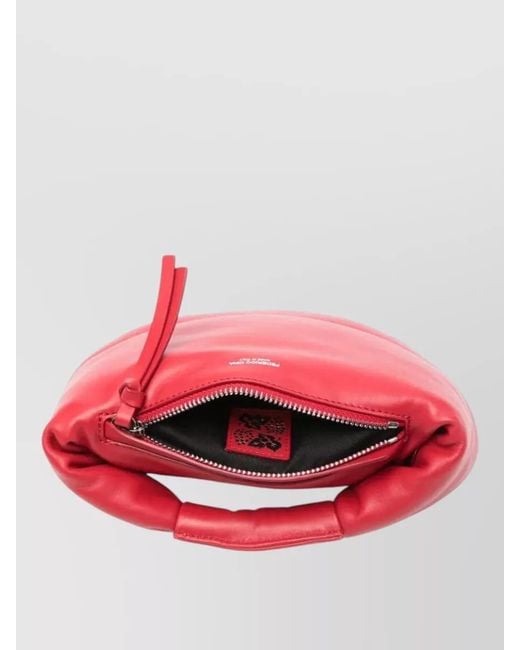 FEDERICO CINA Red Lambskin Tortellino Shoulder Bag Top Handle