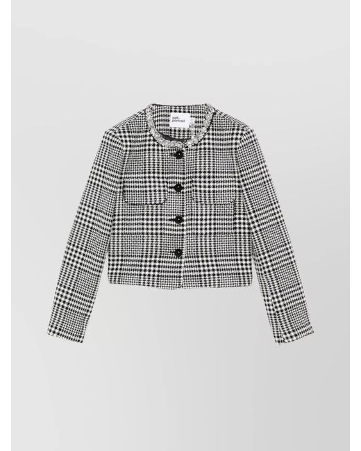 Self-Portrait Gray Checked Wool Blend Jacket