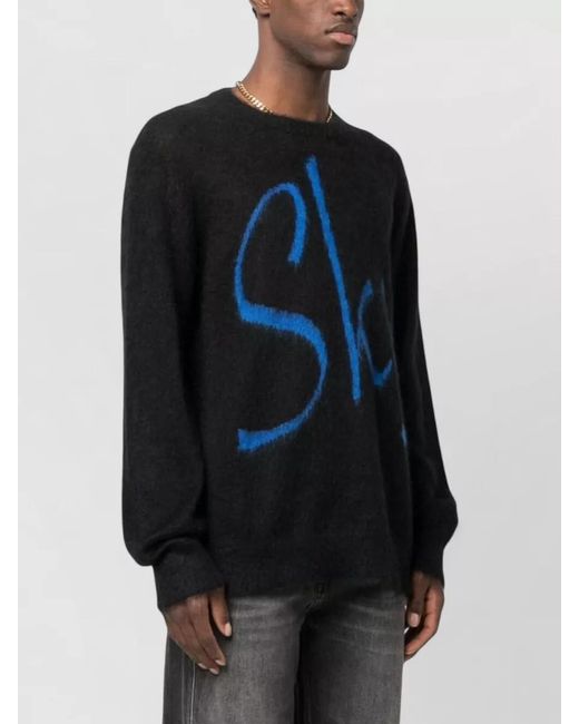 BLUE SKY INN Blue Logo Wool Blend Crew Neck Sweater for men