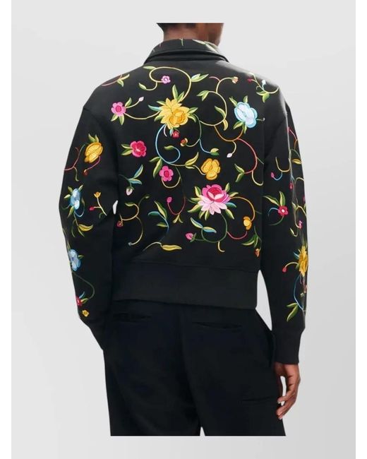 KENZO Black Wildflower Embroidered Floral Half Zip Sweatshirt for men