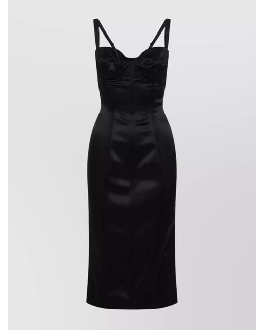 Dolce & Gabbana Black Ankle-Length Fitted Silhouette Dress With Side Cut-Outs