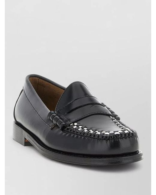 G.H.BASS Black Weejuns Larson Weave Loafers Stitched Sole for men