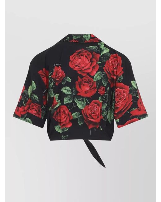 Dolce & Gabbana Red Cropped Cotton Shirt