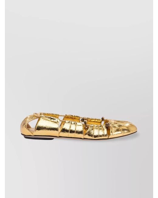 Chloé Metallic Leather Cutout Ballerina Flats
