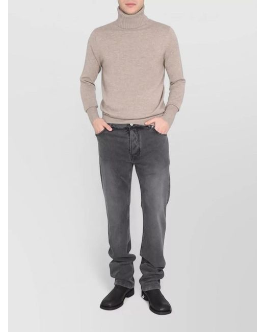 Ballantyne Natural Ribbed Turtleneck Sweater Long Sleeves for men