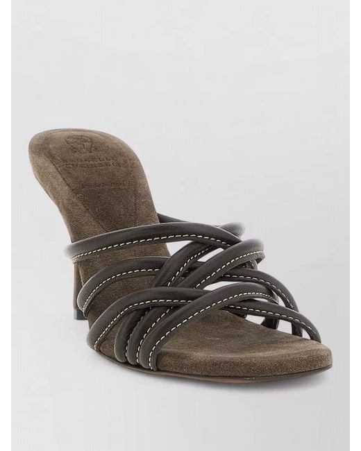 Brunello Cucinelli Multicolor Leather Sandals Open Toe Stiletto Heel Straps