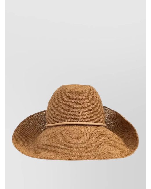 Emporio Armani Brown Woven Wide Brim Sun Hat