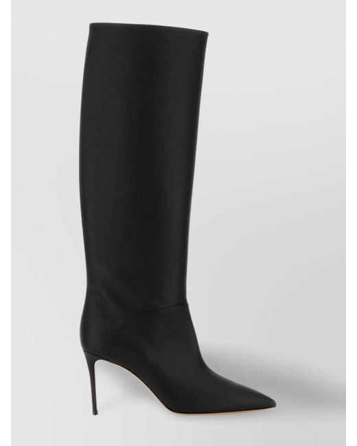 Casadei Black Leather Knee Length Boots With Stiletto Heel