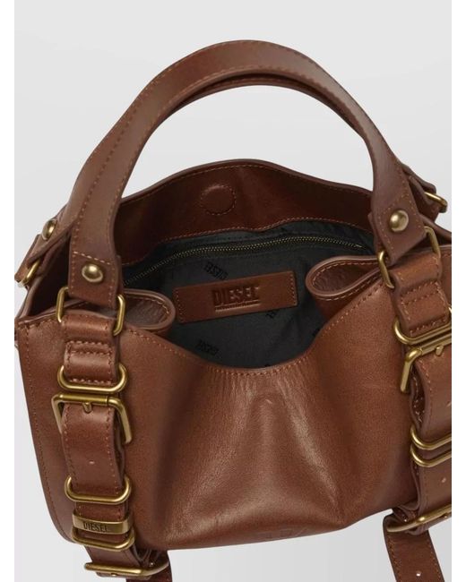 DIESEL Brown Small Leather Shoulder Bag