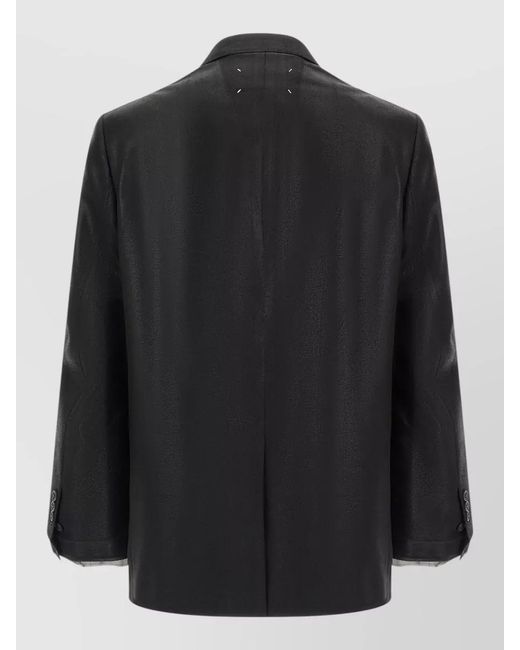 Maison Margiela Black Foiled Wool Double Breasted Blazer Jacket for men