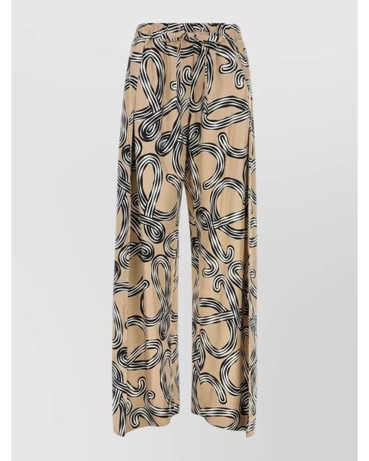 Loewe White Silk Pant Abstract Print Ibiza Style