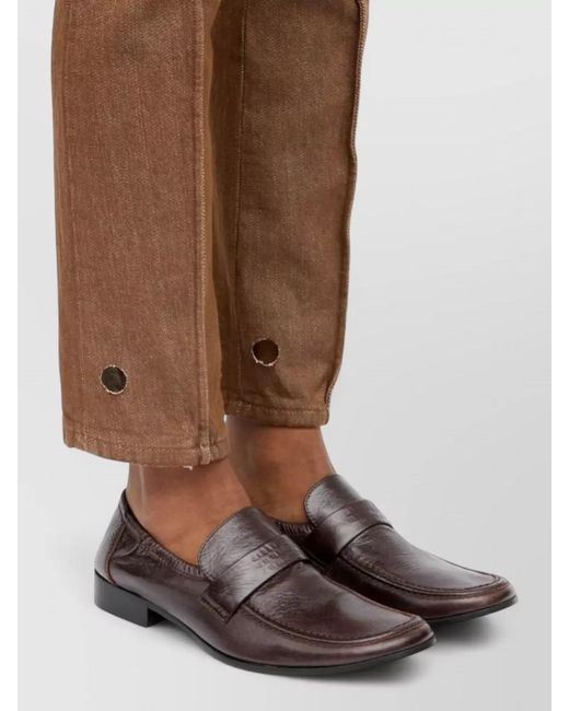 MM6 by Maison Margiela Multicolor Leather Loafers Round Toe Stitched Detailing