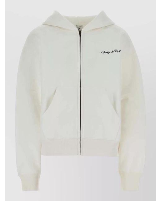 Sporty & Rich Multicolor Cotton Cropped Hooded Sweatshirt Front Pockets