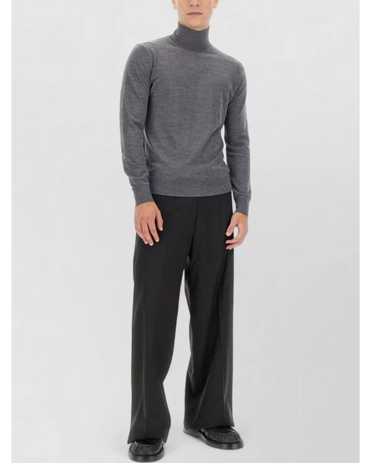 Ballantyne Gray Wool Turtleneck Sweater Long Sleeve Knit for men