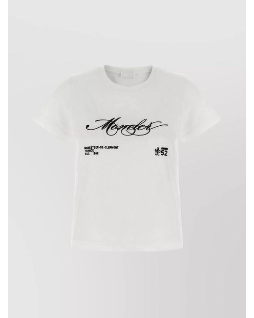 Moncler White Embroidered Short Sleeve Crew Neck T-Shirt