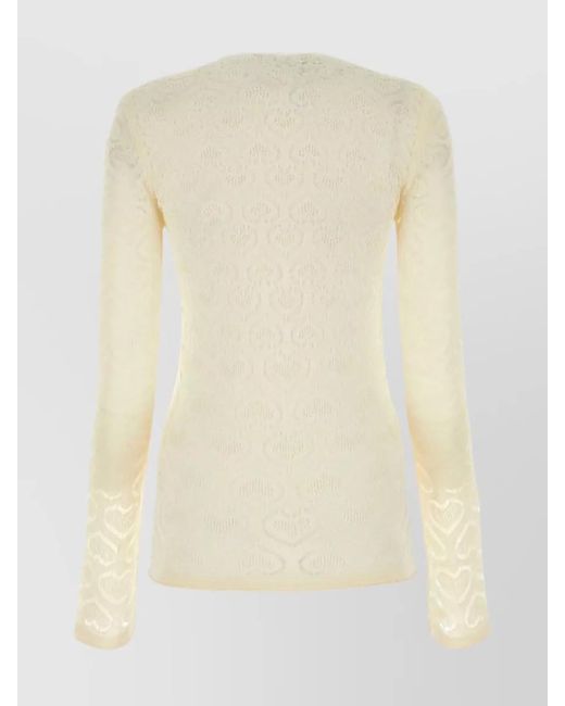 Marco Rambaldi Natural Long-Sleeve Lace Top