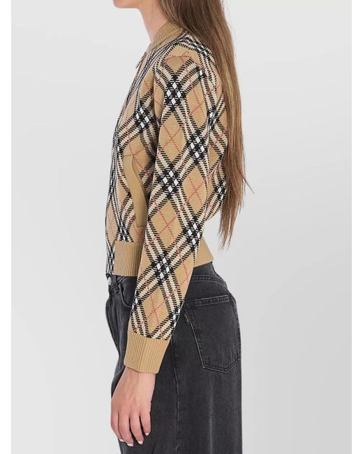 Burberry Black Checked Wool Zip Cardigan
