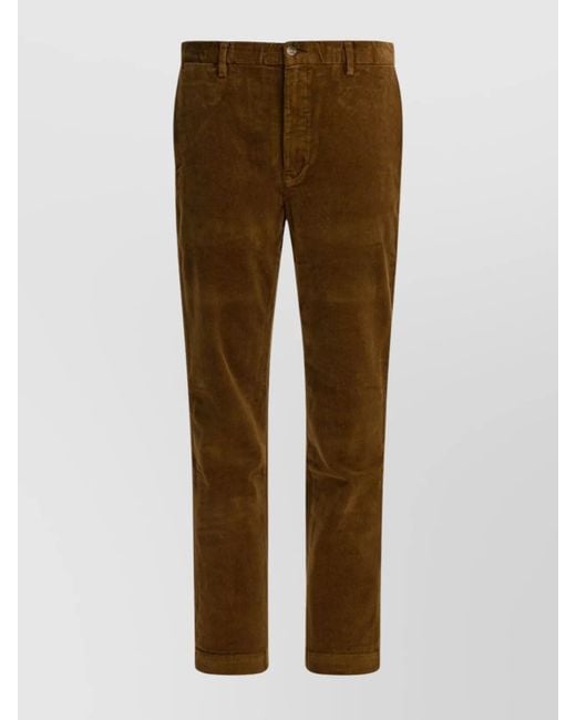 Polo Ralph Lauren Brown Corduroy Trousers With Pockets And Loops for men