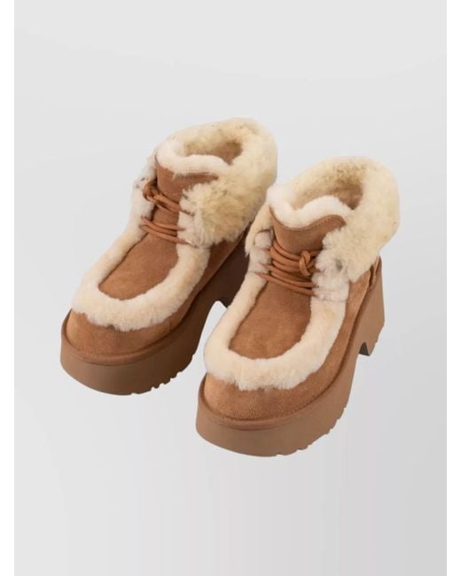 Ugg Natural Leather Lace-Up Ankle Boots